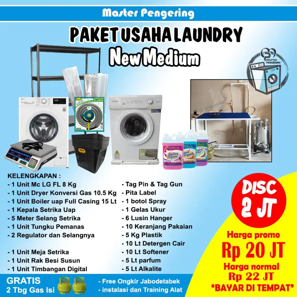 PAKET USAHA LAUNDRY|MESIN PENGERING|MESIN CUCI