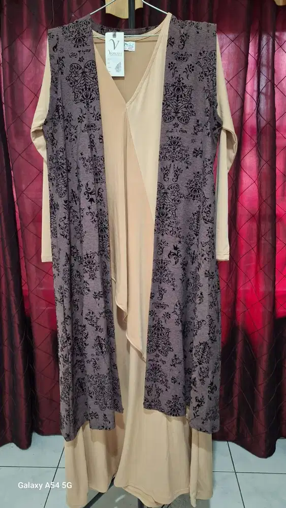 Gamis outer wanita muslim bahan jersey