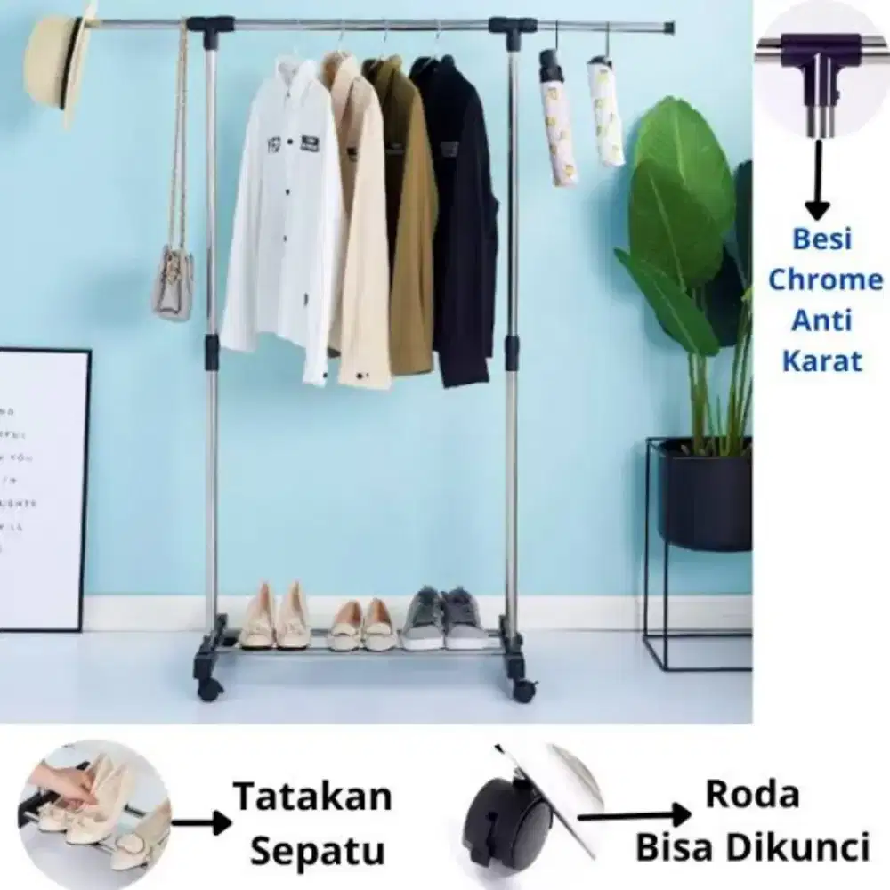 Gantungan baju Stand hanger single rak