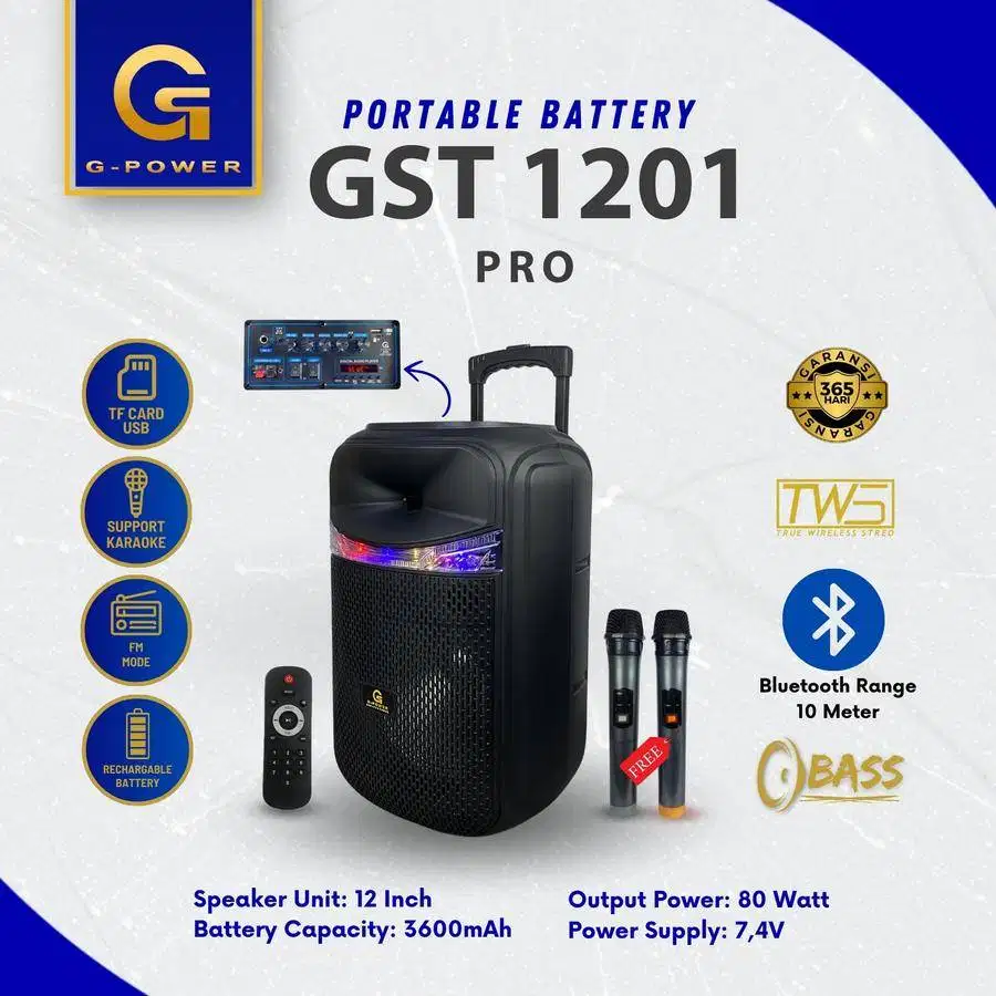 G-POWER Speaker Gst-1201 Pro 12 inch Portable Speaker Meetting Karaoke