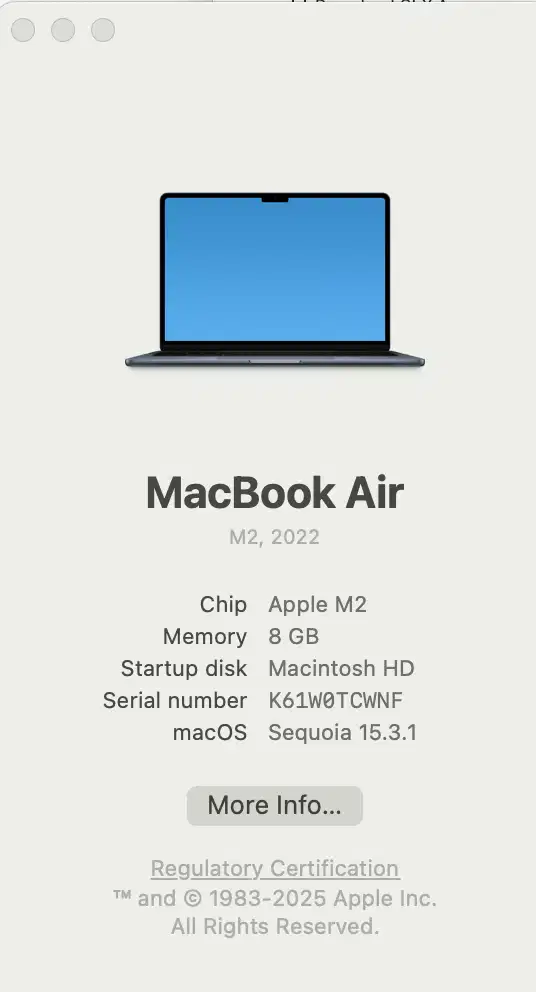 JUAL MACBOOK AIR M2 2022 RAM8 256 GB !