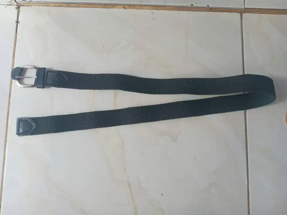 Ikat pinggang/gesper/sabuk ikat pria Karet Textan Lebar Melar - Hitam