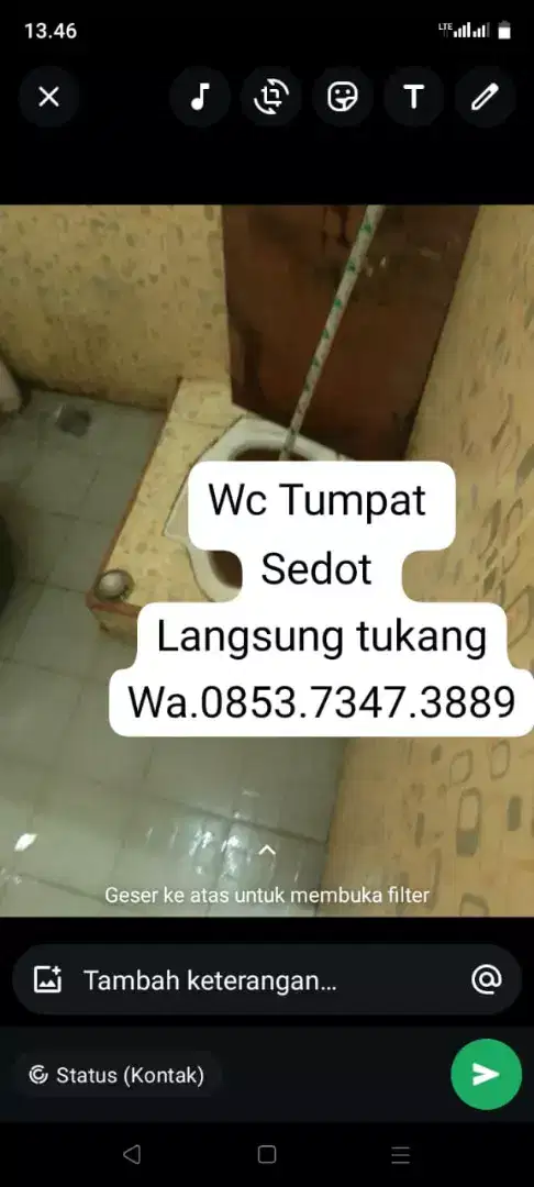 Tukang Wc penuh Sedot Wc Tumpat Saluran air sumbat Westafel mampet