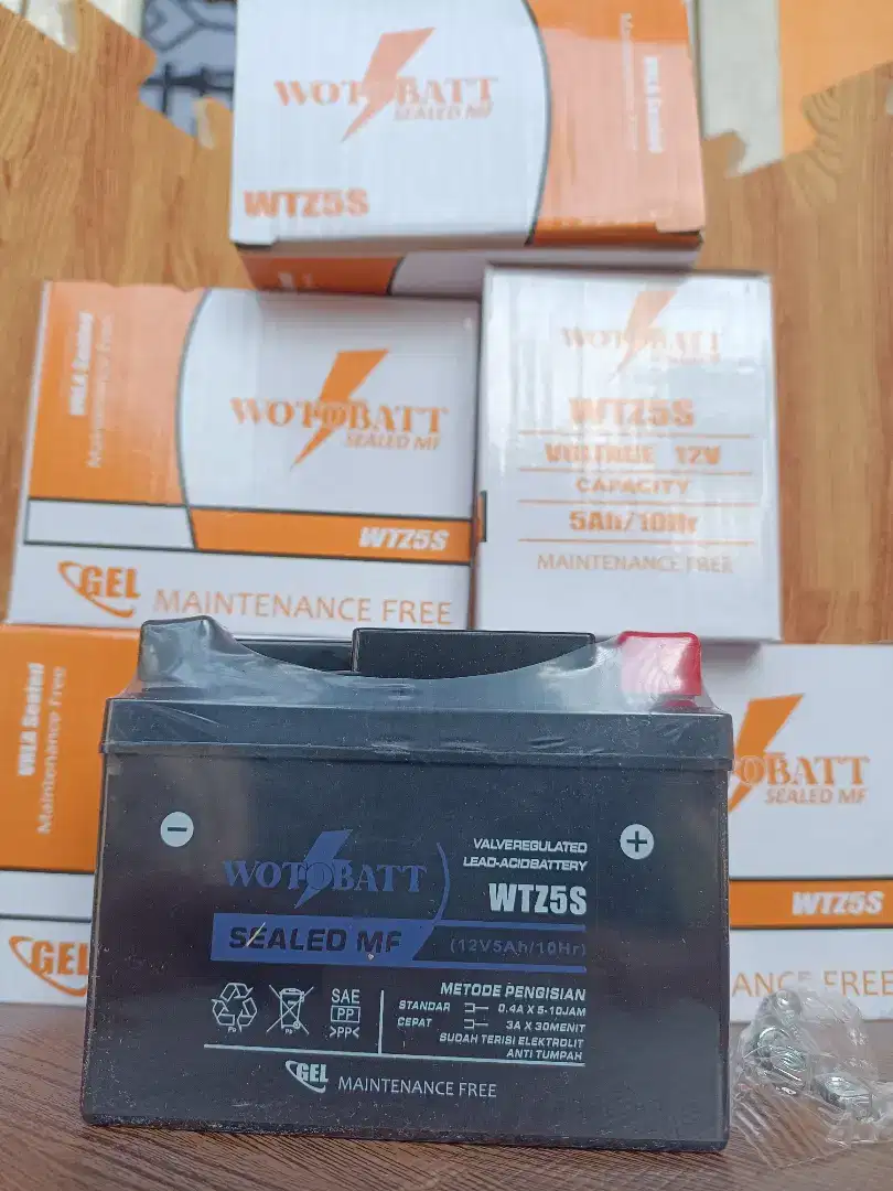 Aki Motor kering WOTOBATT GTZ5S Bebas perawatan Baru(SEGEL)