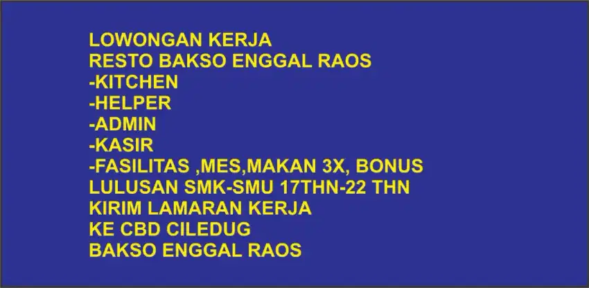Loker utk bakso mie ayam