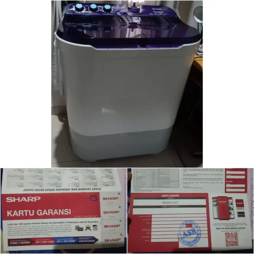 Mesin Cuci merk Sharp 2 tabung 10kg lengkap Dus & kartu garansi