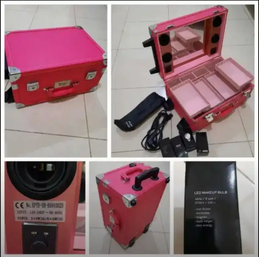 Jual murah  tas make up + lampu led 4pcs + kabel,harga 1.400.000 nego