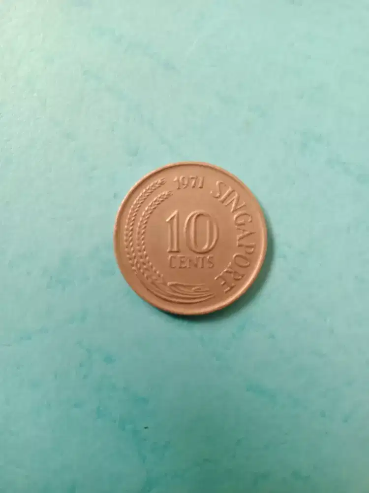 Uang Koin 10 Cents Singapore 1971, lama, langka