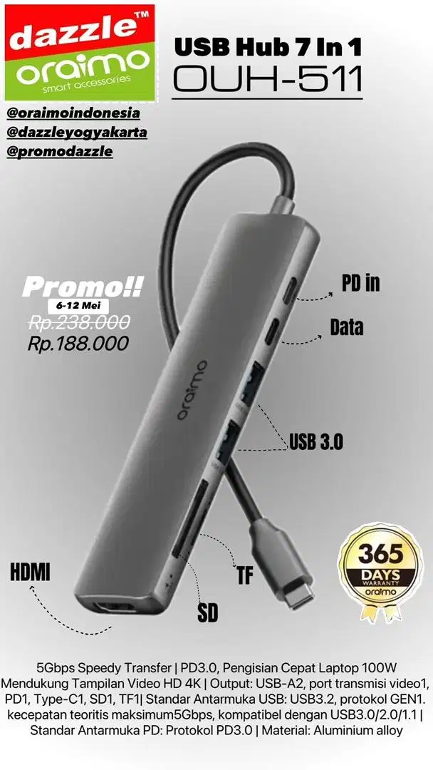 USB Hub Oraimo OUH-511