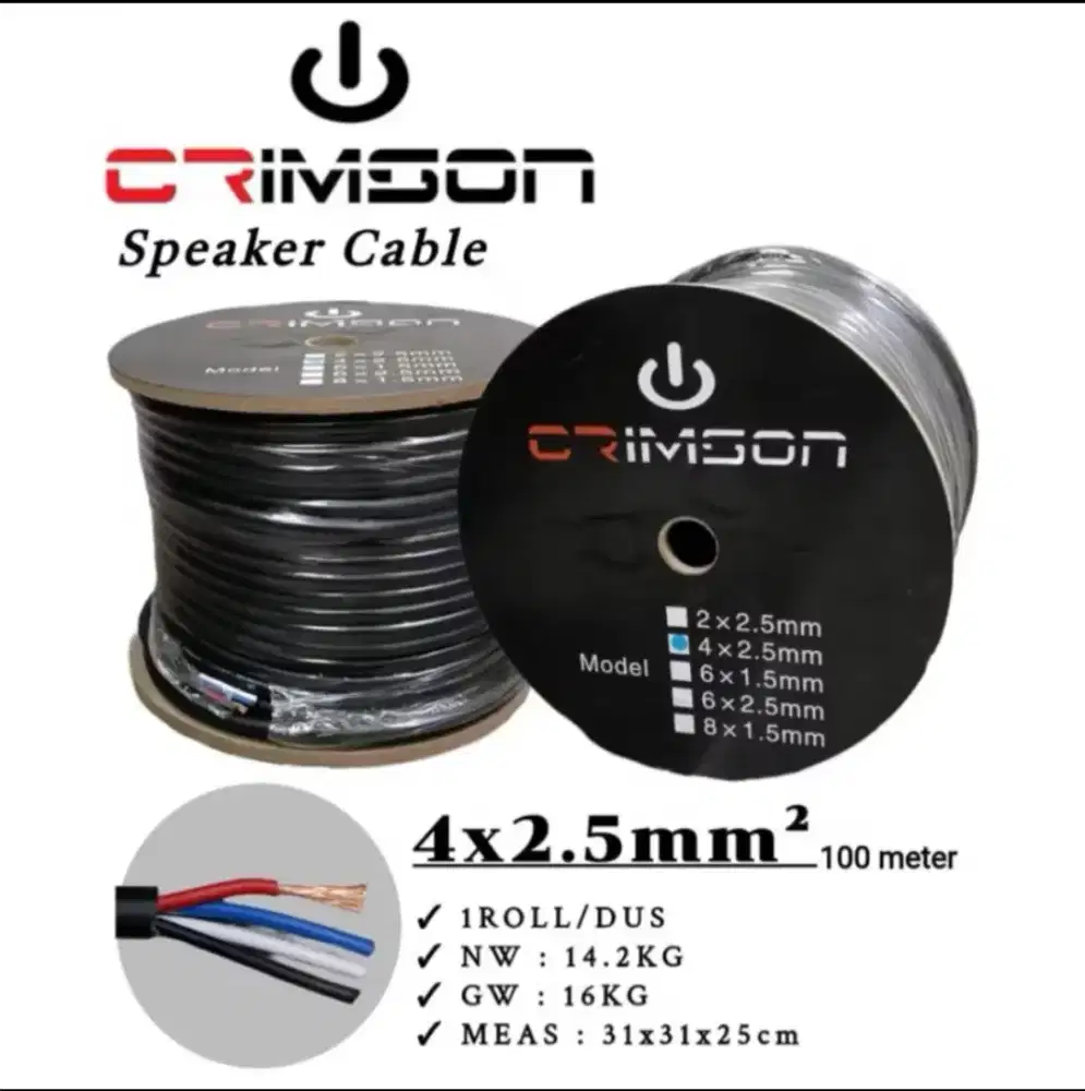 Kabel Speaker Crimson 4x2.5mm 100meter (1roll)