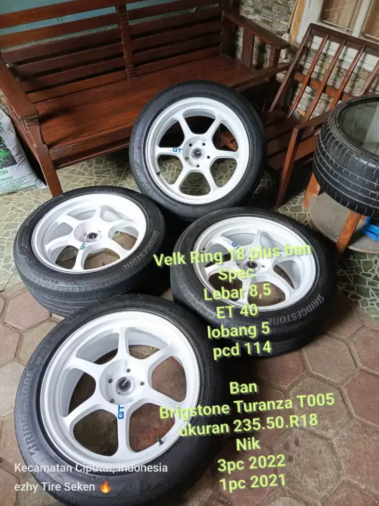 Jual Velk & Ban R18 Ex Reborn ad 4pc pcd 114 Lobang 5 Advan RG