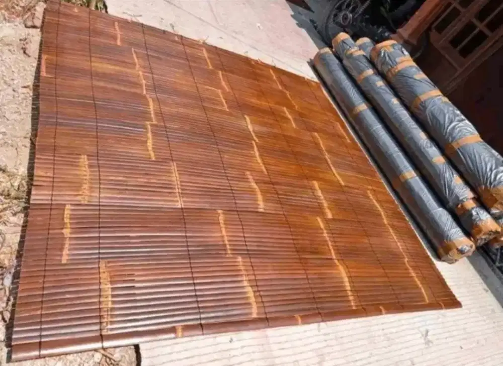 Jual tirai bambu wulung kulitan finishing vernis