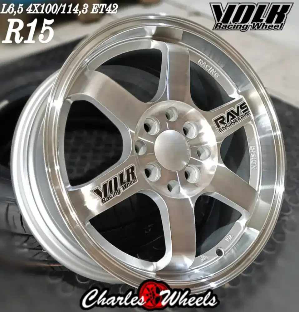 jual velg murah te37 r15 4x100 4x114,3 pake velg ban baru murah