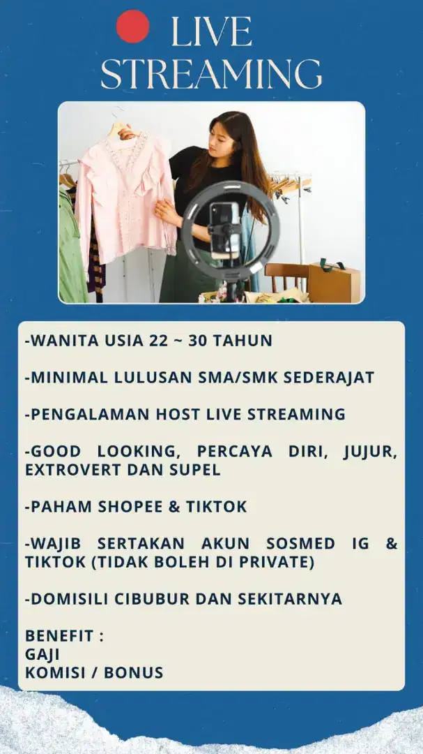 Dicari Host Live Streaming
