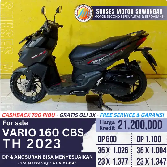 syarat cukup dengan KTP & KK Vario 160 Cbs th 2023 second DP 600 ribu