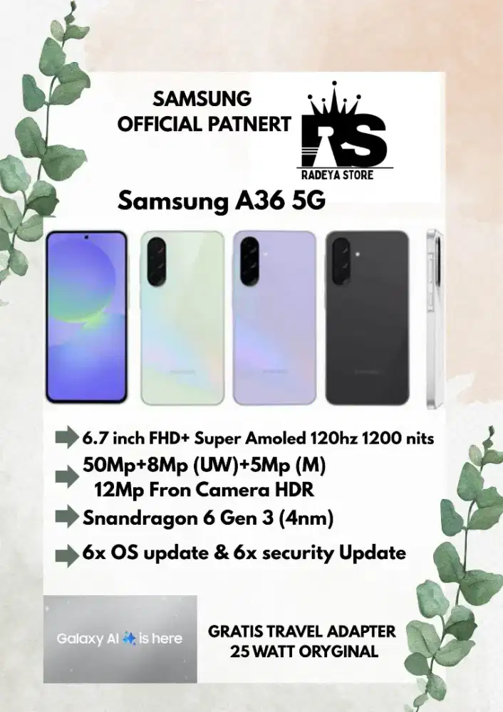 PROMO TAHUN BARU SAMSUNG GALAXY A36 5G 8/256 GARANSI RESMI SEIN