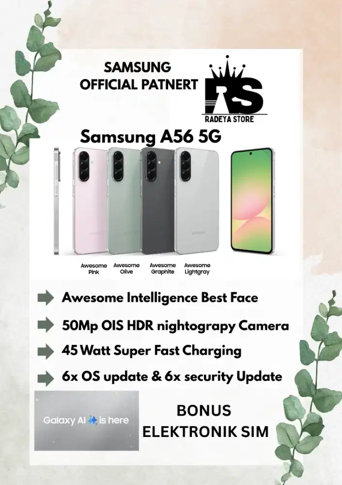 PROMO KHUSUS NATARU  SAMSUNG GALAXY A56 5G 12/256 GARANSI RESMI SEIN