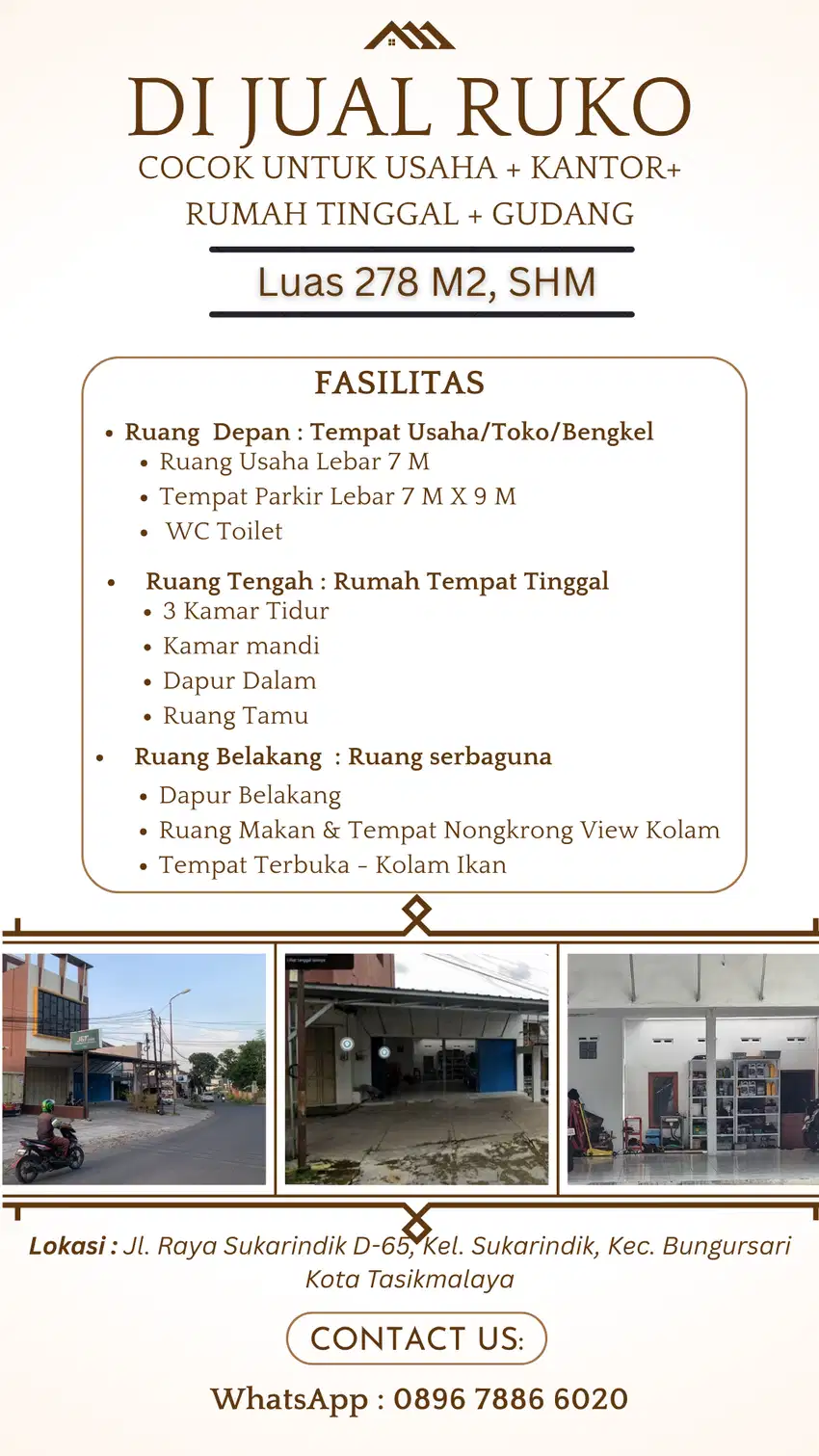 Di Jual Ruko Strategis di Dekat Kantor DPRD & PEMKOT Kota Tasikmalaya