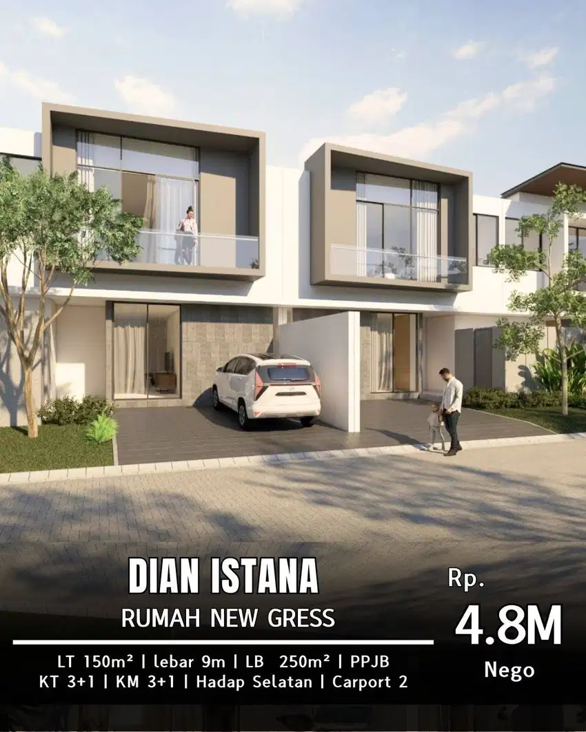 Dijual Rumah Baru Gress Dian Istana 2 Lantai Row Jalan Lebar