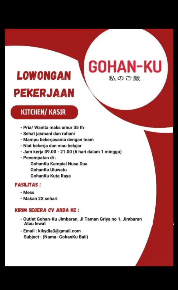 Crew Outlet Gohanku cabang Bali