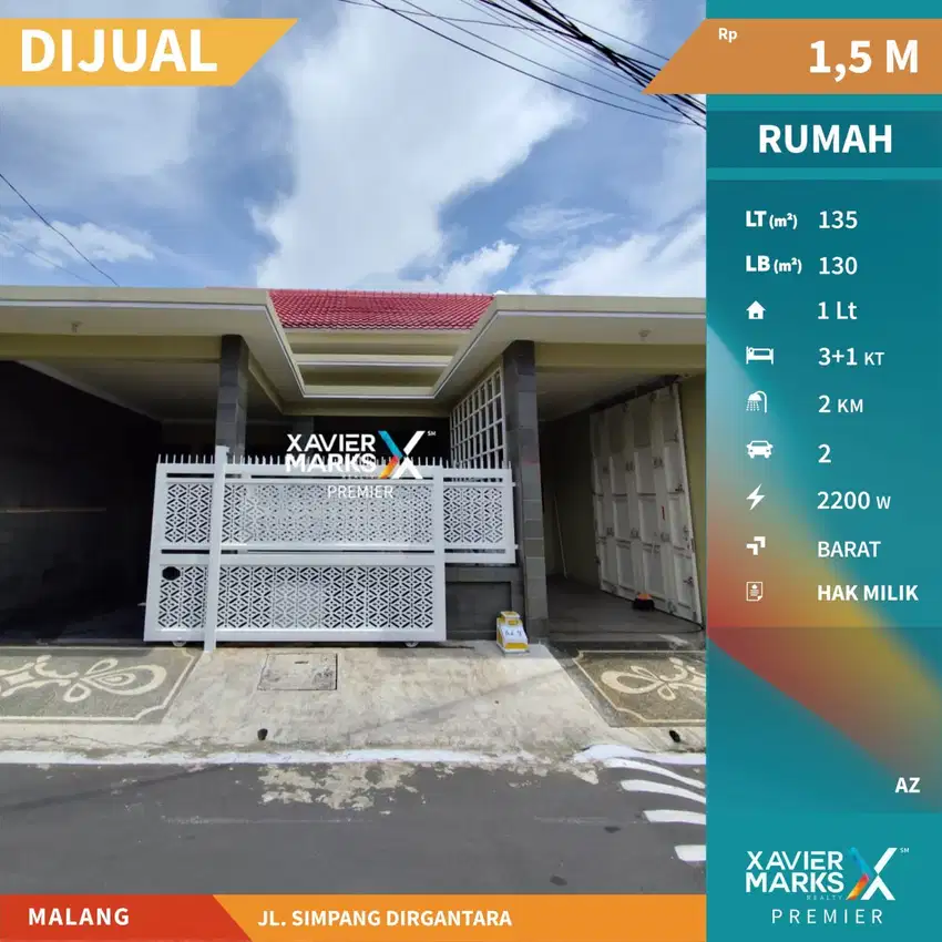 Dijual Rumah Selangkah dari Exit Tol di Simpang Dirgantara Malang