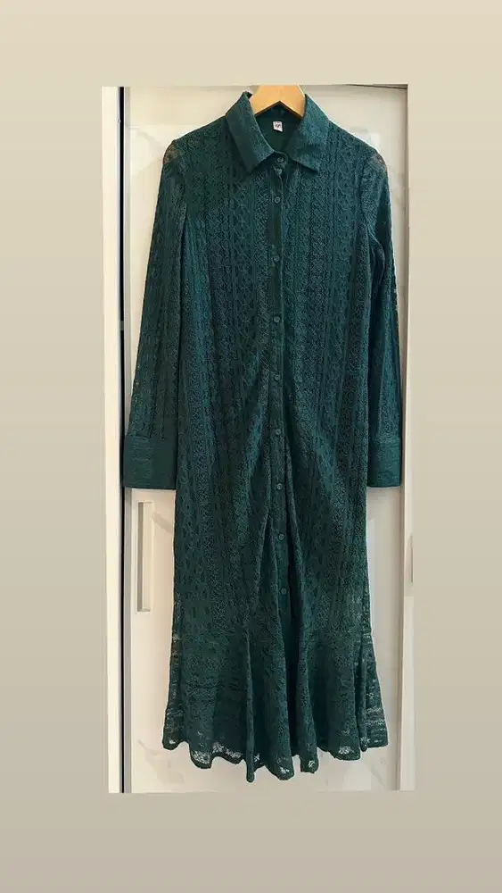 Midi dress brukat hijau
