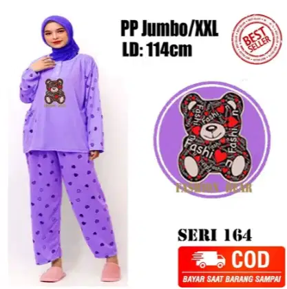 BAJU TIDUR PP JUMBO XXL MOTIF DIGITAL PRINT/PIYAMA SOFT/BB 58KG SAMPAI