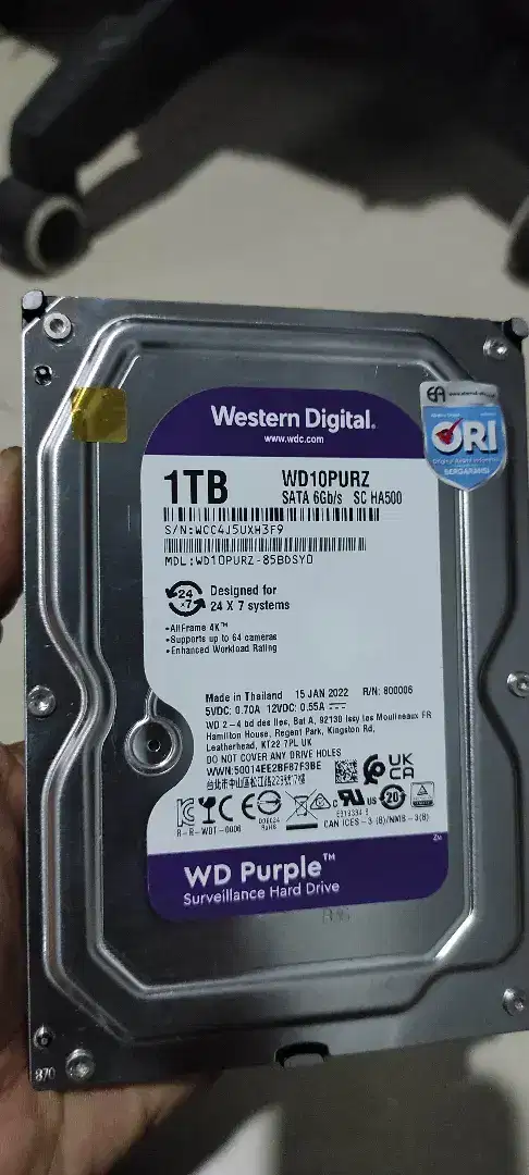 HDD WD Purple  1TB/1000GB 3.5 +Bagus