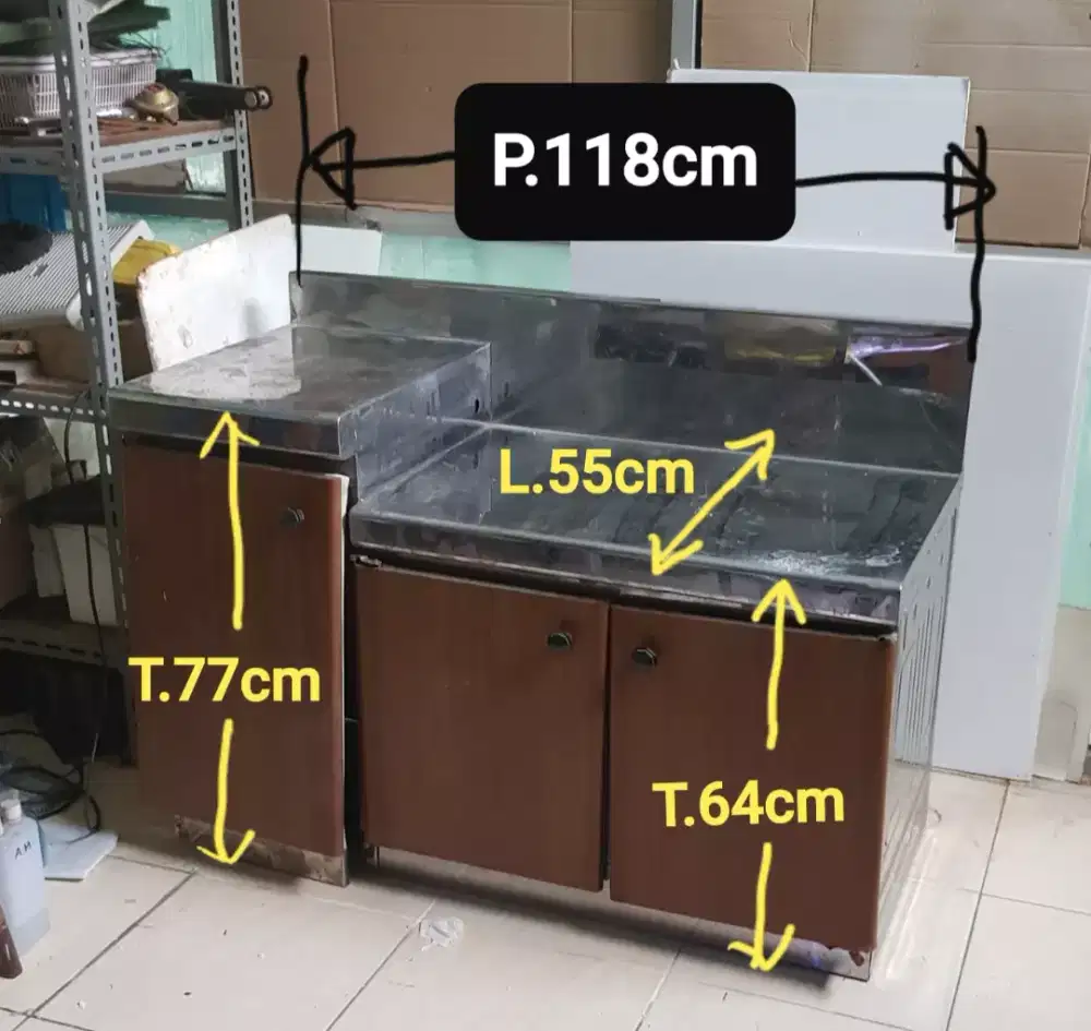 meja kompor royal stainless, model lama, plat lebih tebal