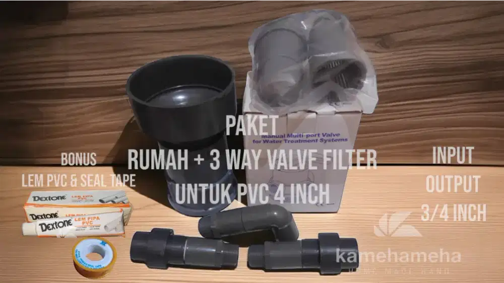 Rumah 3 Way Valve Filter Frp Untuk Paralon Pvc 4 Inch