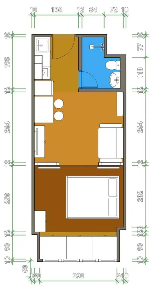 Dijual Apartemen 1 BR Furnished Collins Boulevard Lt. 7