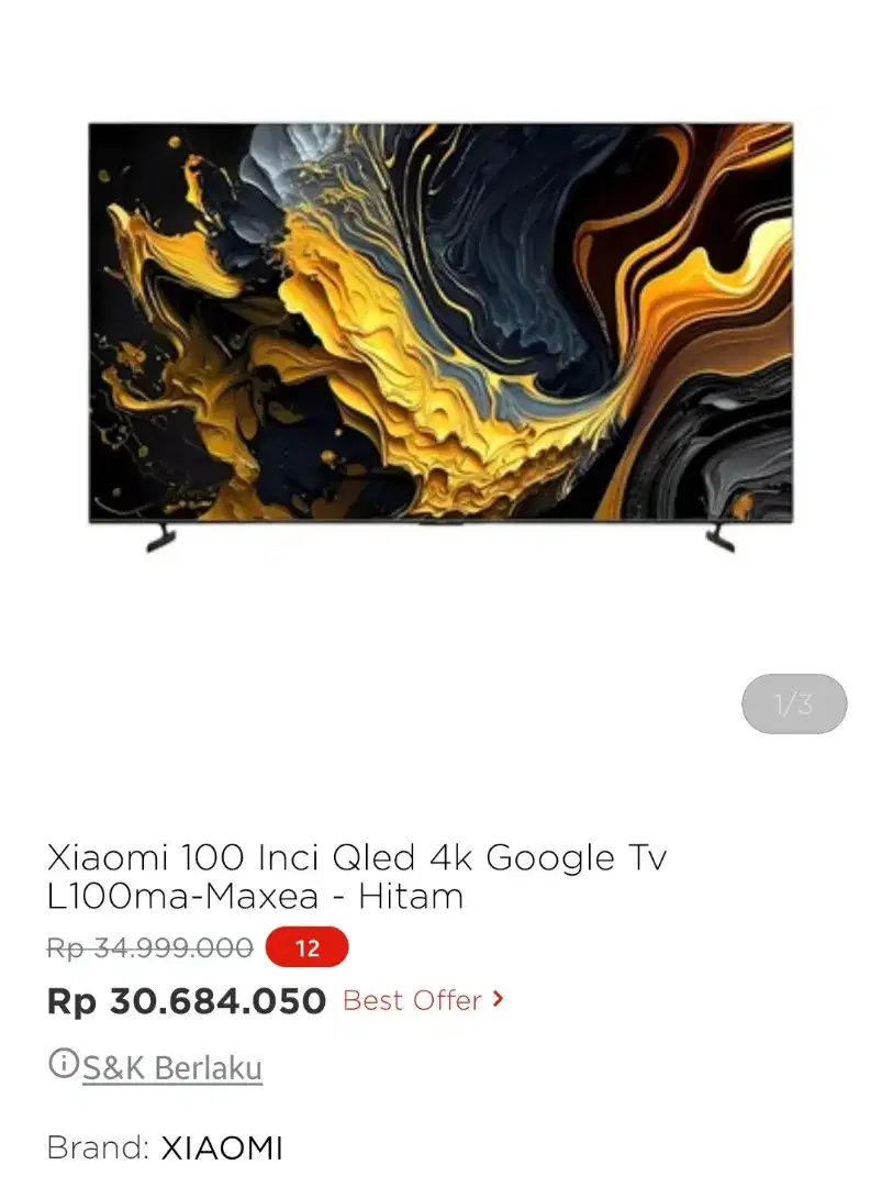 Xiaomi 100 inci Qled 4K Google Tv L100MA-Maxea
