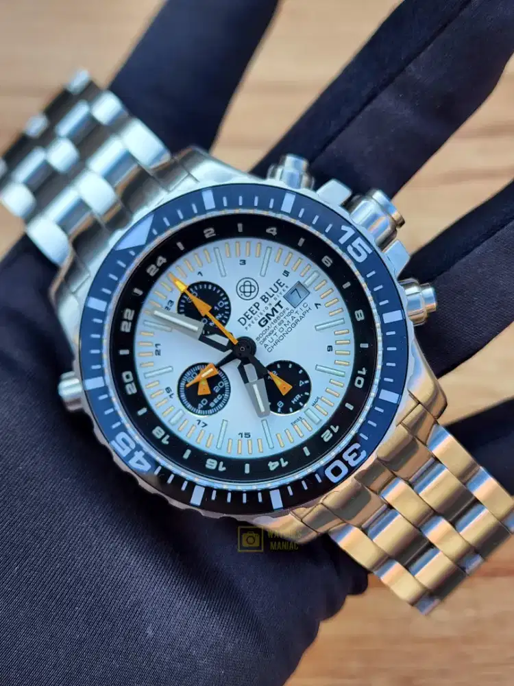 Jam Tangan Limited Edition Deep Blue Chronograph GMT Diver Automatic