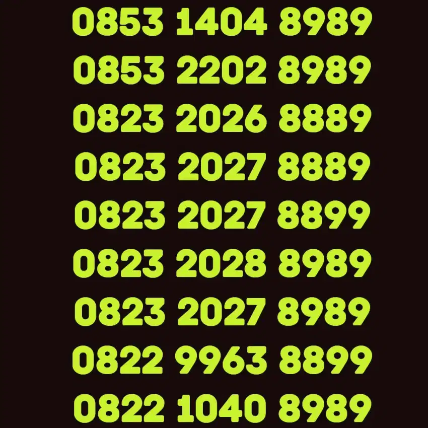 Nomor cantik telkomsel 8899/8989/8889
