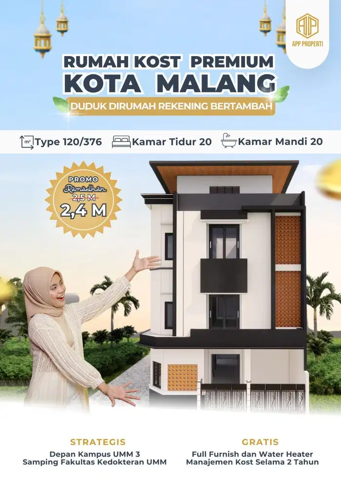 RUMAH KOS 20 KAMAR DEPAN KAMPUS MUHAMMDYAH KOTA MALANG