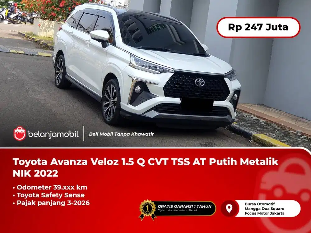 [ PAJAK PANJANG ] Toyota Avanza Veloz 1.5 Q CVT TSS AT Putih 2022/2023