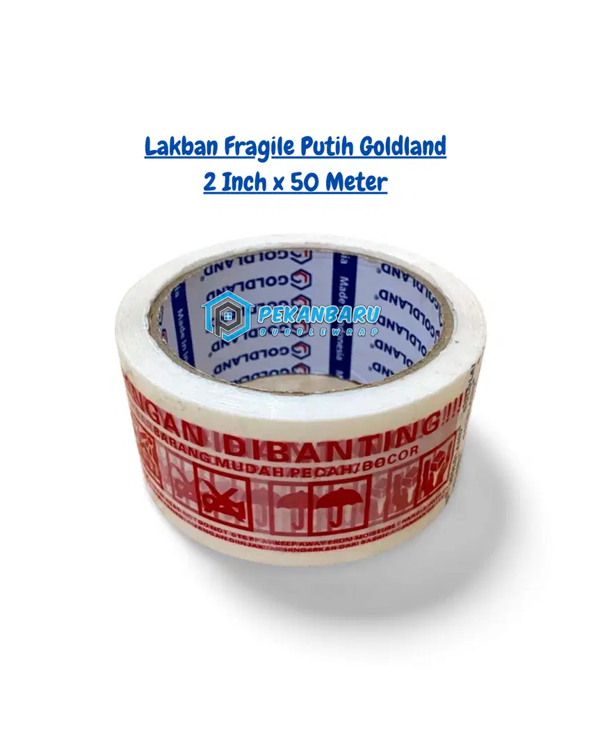 Lakban Fragile Putih Goldland di Pekanbaru Riau