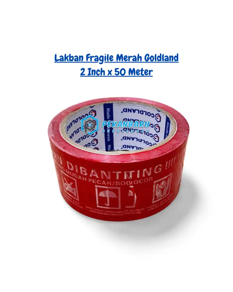 Lakban Fragile Merah Goldland di Pekanbaru Riau