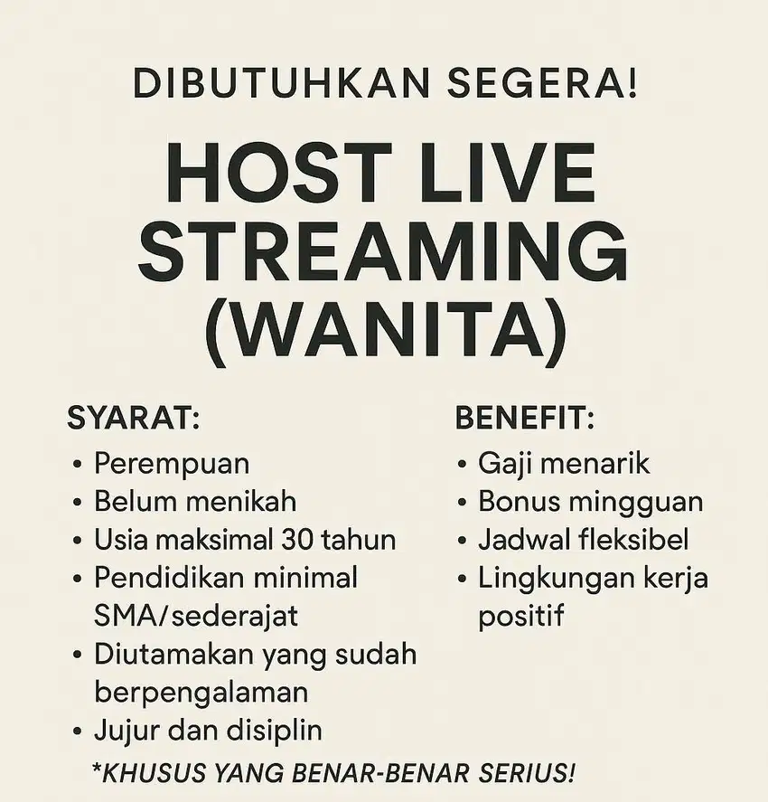 Di cari host live streaming wanita