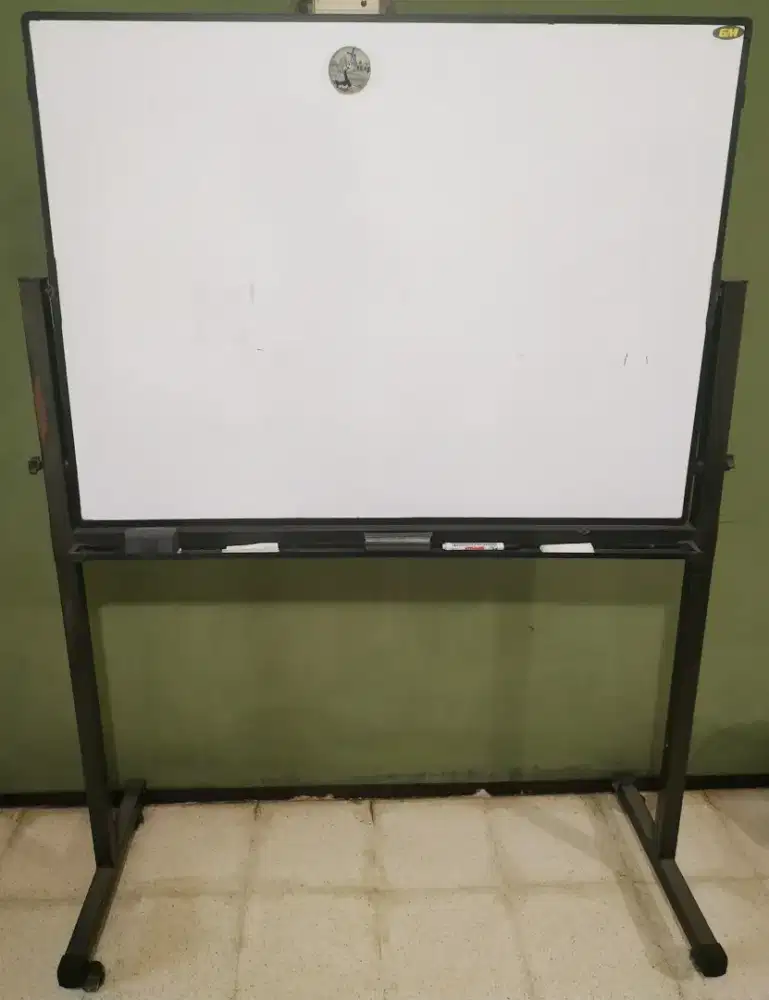 Papan tulis magnetik bolak-balik 90x120 cm