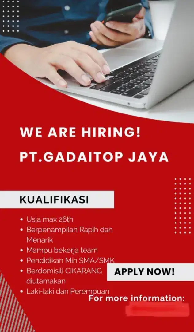 Loker Gadaitop Cikarang