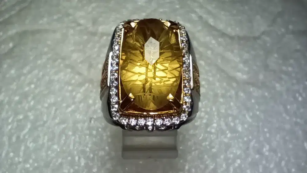 Cincin Perak Natural Lemon Citrine Dim. 16.5x10x7 Mewah