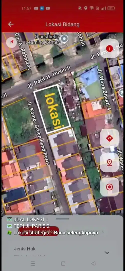 Tanah tepi jalan paris 2 pontianak