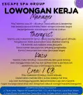 Di butuhkan segera manager kasir kru/cs dan terapis spa untuk mens spa