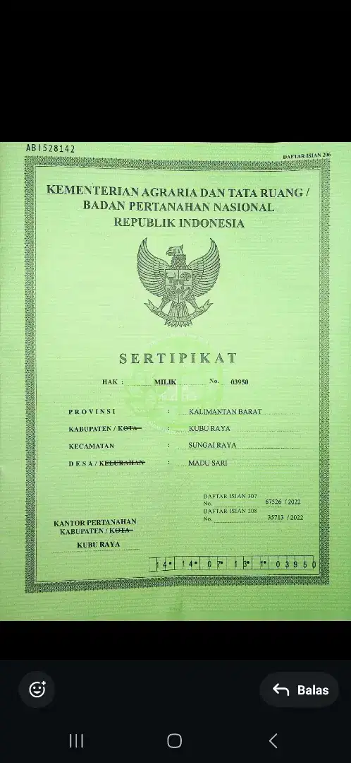 Tanah tepi jalan raya ambangah desakapur luas 6,2 hektar