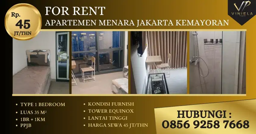 Vky - Disewa Exlusive Apt Menara Jakarta Kemayoran 1BR, 2BR, 3BR