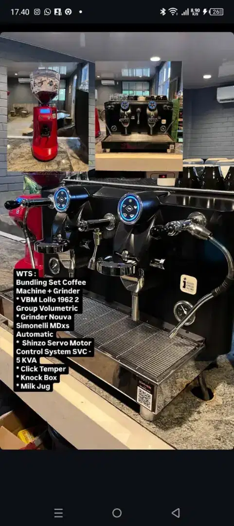 Bundling Set Coffee Machine VBM Lollo 1962 + Grinder Nouva Simonelli