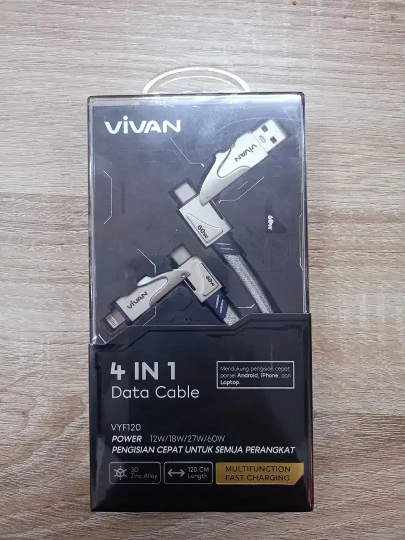 VIVAN VYF120 Kabel Data Charger Usb A Type C Lightning 4 in