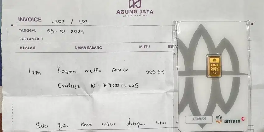 Emas Antam Pecahan 2gr dan 1gr