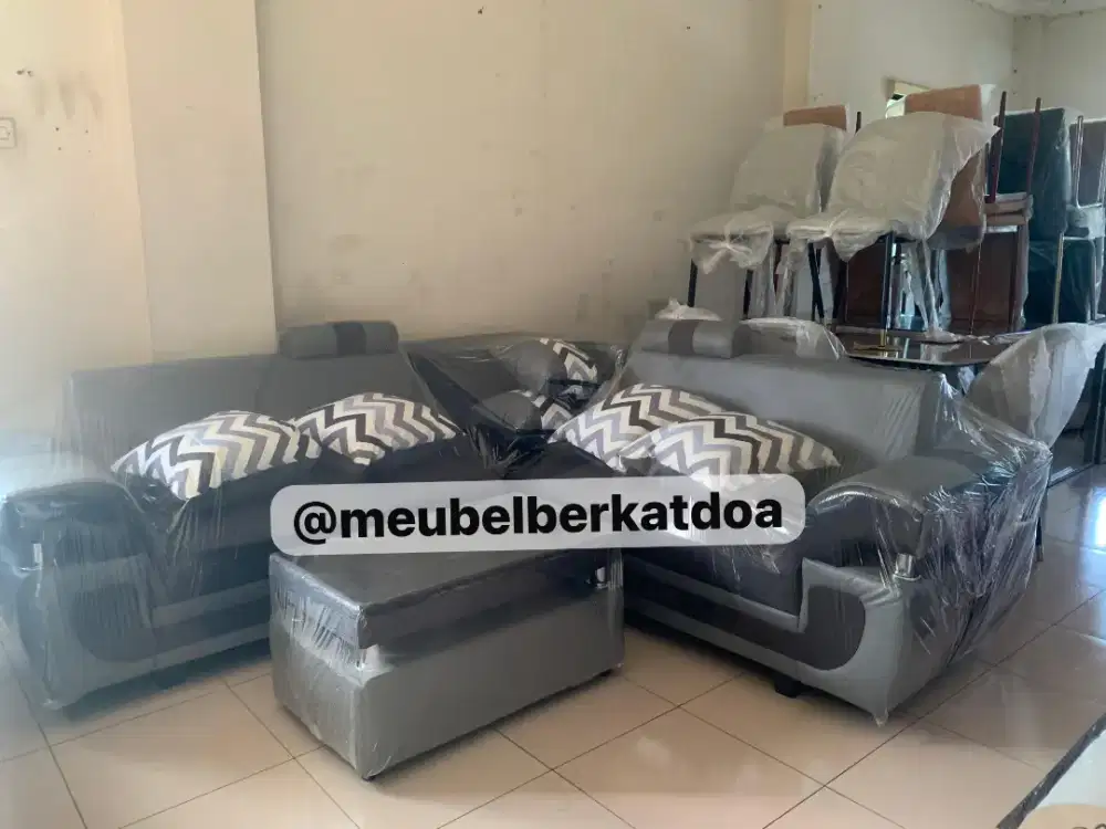 Sofa L + meja abu2 hitam